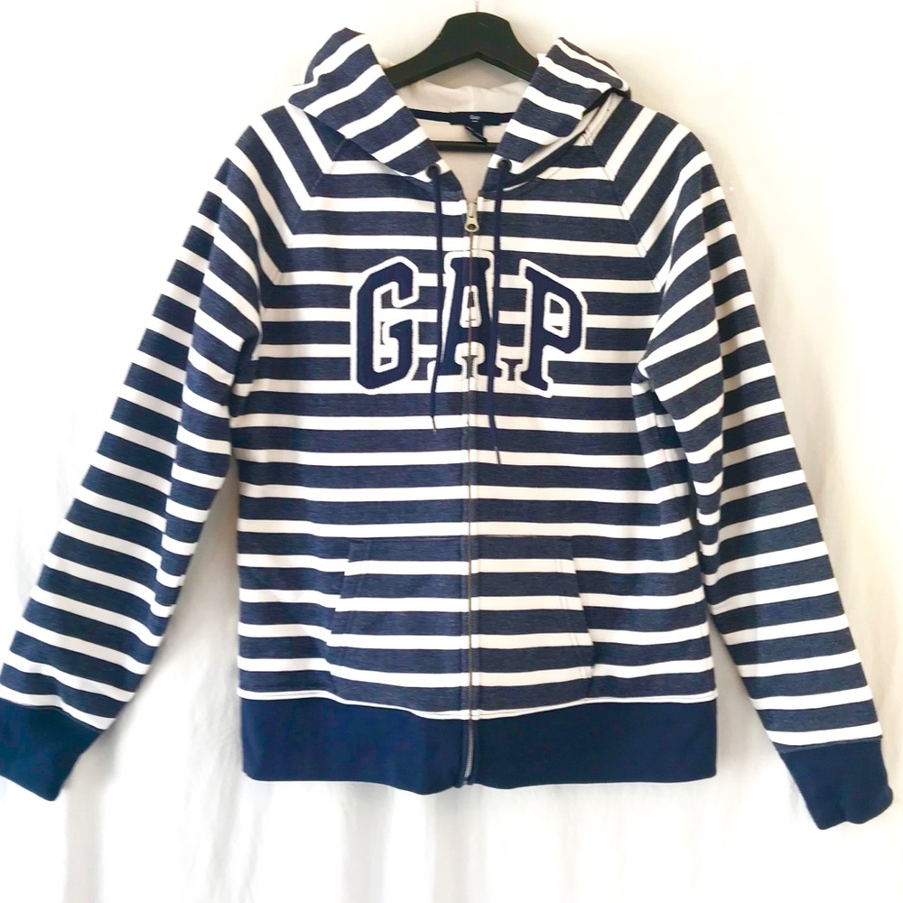 GAP NWOT Navy/White Striped Full Zip Sweatshirt